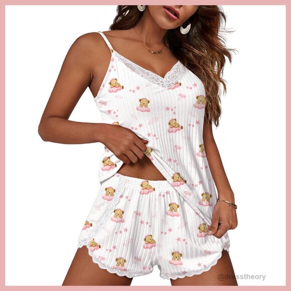 Other - Soft V-Neck Cami Shorts Sleepwear Set - 95% Polyester 5% Spandex